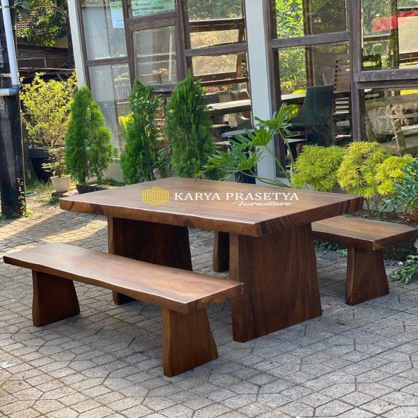 Furniture jepara meja bangku kayu utuh