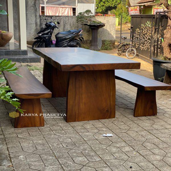 Furniture jepara meja bangku kayu utuh