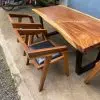 furniture jepara meja makan kayu suar kaki besi