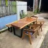furniture jepara meja makan kayu suar kaki besi